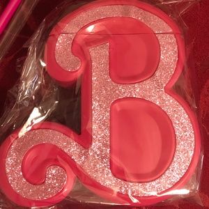 Barbie the Movie B Barbie Logo Cup Pink Glitter Travel Cup Plastic Straw NWT